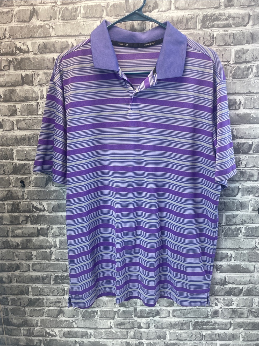 Nike Purple and Light Gray Striped Polo